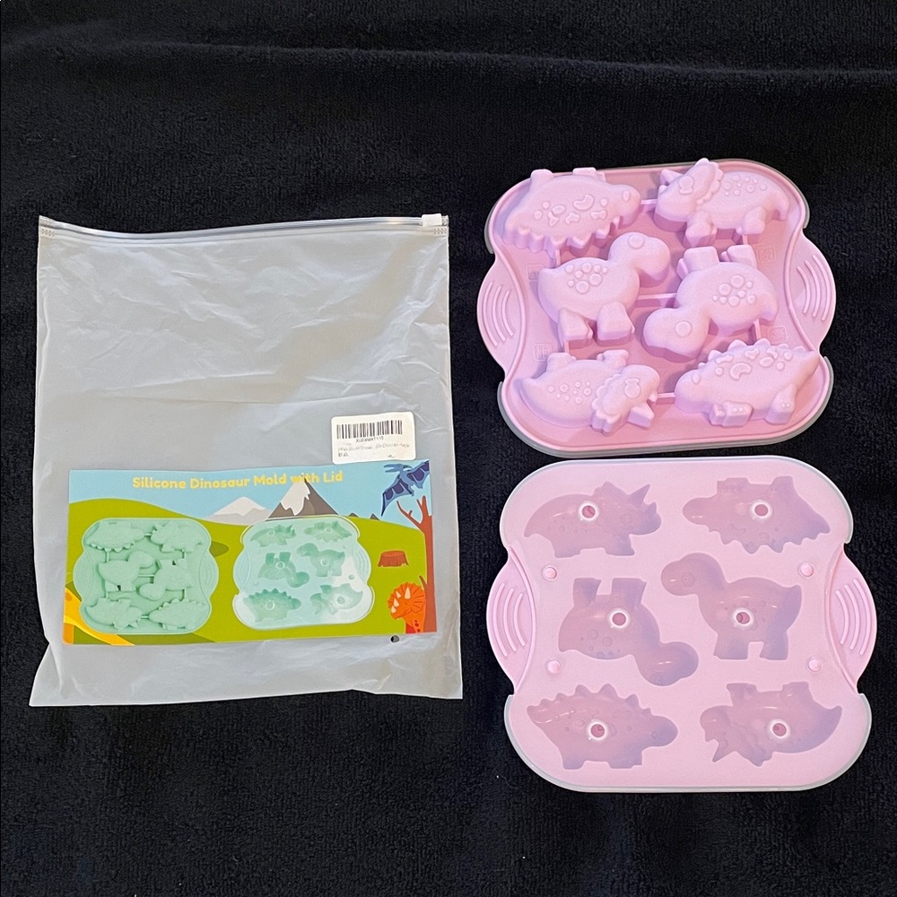 Pink purple Dinosaur Silicone Mold Set nwt
